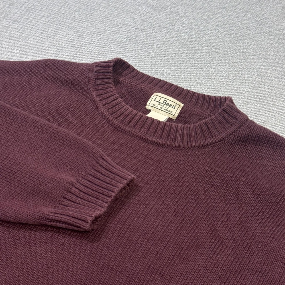 L.L. Bean Sweater Pullover Mens XL Purple Heavyweight Tight-Knit Crew Neck